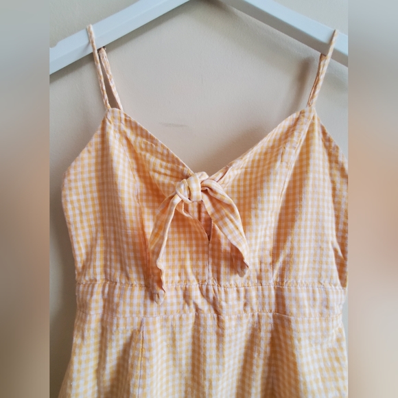 Lulus Yellow and White Gingham Mini Dress XSmall - Picture 4 of 8